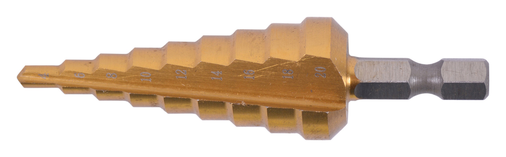 Сверло ступенчатое HSS-TiN с прямым желобком, 4-20x75, 1/4" Makita