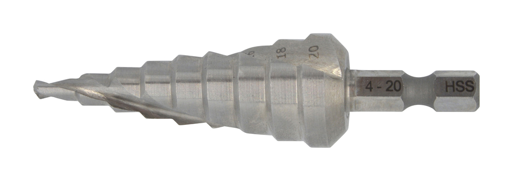 Сверло ступенчатое HSS с спиральным желобком, 4-20x75, 1/4" Makita