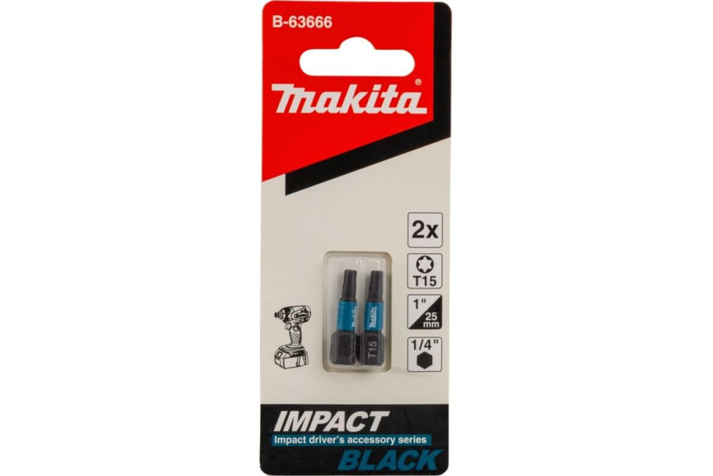 Насадка Impact Black T15, 25 мм, C-form, 2 шт. Makita